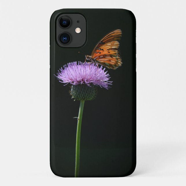 Borboleta na Capa de telefone de flor selvagem púr (Verso)