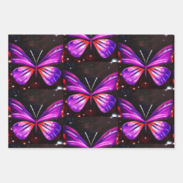 Borboleta negra e branca, púrpura minimalista