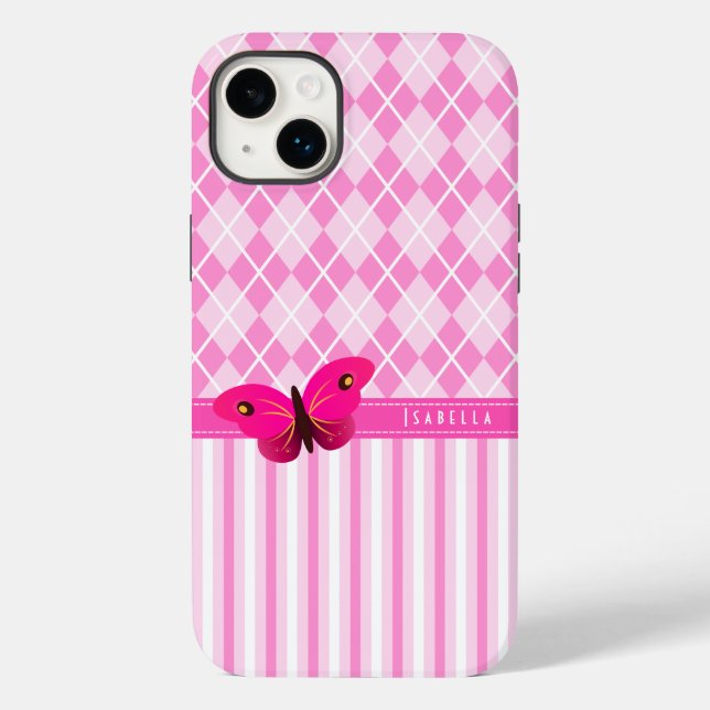 Borboleta-padrão de Estilo Strips e Rosa Durável (Verso)