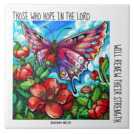 Borboleta Pintada em Flores; versículo Isaías 40:3