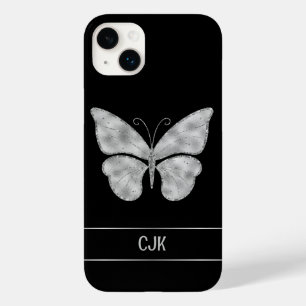 Borboleta prateada personalizada em preto