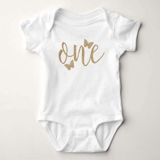 Borboleta Primeiro Aniversário Faux Camisa Leve (Frente)