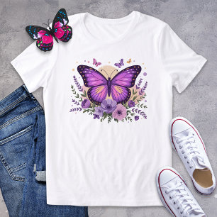 Borboleta-púrpura e Camisa-Floral de Lavanda