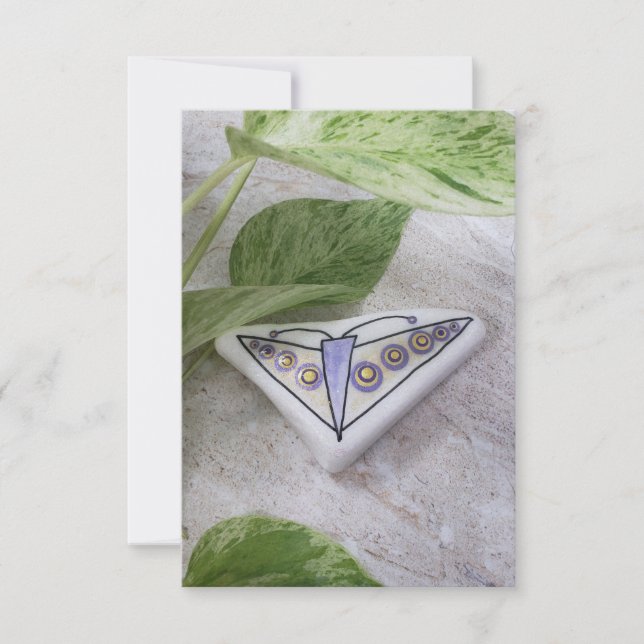 Borboleta púrpura pintada à mão na pedra de Santor (Frente)