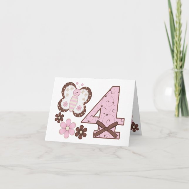 Borboleta rosa 4º Convite de Preenchimento de Aniv (Frente)