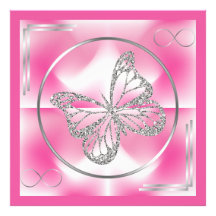 Borboleta rosa e prata e sinal infinito | Foto