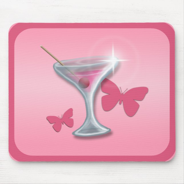 Borboleta rosa Martini Mousepad (Frente)