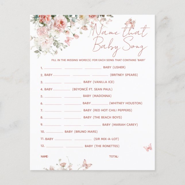 Borboleta Rosa O que há no seu Chá de fraldas tele (Frente)