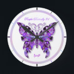 Borboleta Roxa 31 Relógio Redondo<br><div class="desc">Arte do Ventilador da Música K-pop: Nesta Borboleta Roxa 31,  você poderia encontrar 31 refs sobre minha música pop favorita de 7 Caras incríveis e seu exército de fãs se você os conhece bem! Ou apenas,  aproveite esta design e veja o que você quer ver com seu próprio significado.</div>