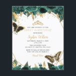 Borboleta Verde Dourada do Orçamento Doce 16 Convi<br><div class="desc">Elegante orçamental Emerald Green Dourada Borboletas Florais Doce 16 Convite</div>
