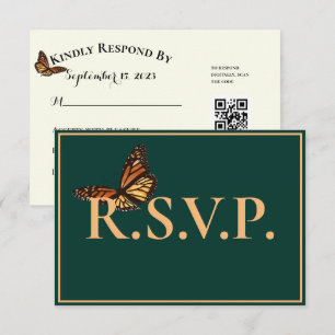 Borboleta Verde Simples de Monarca QRC RSVP