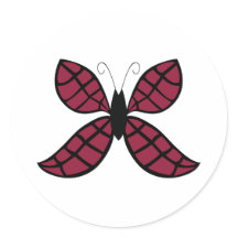 Borboleta Vermelha Estilizada Adesivo Redondo Clás