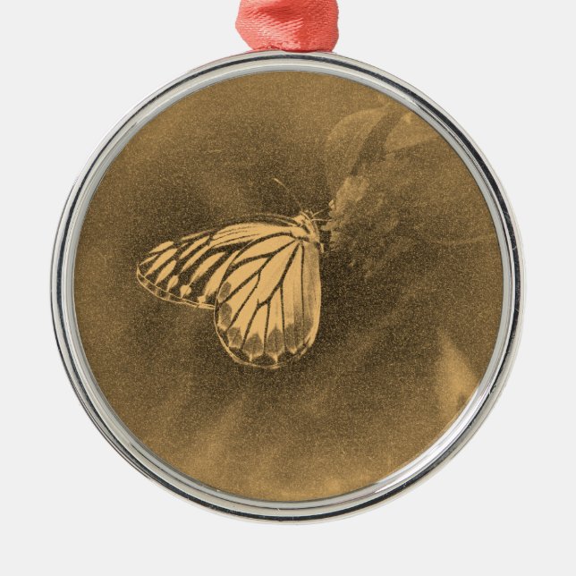 Borboleta Vintage na Flor - Ornamentos (Frente)