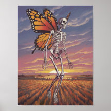 Borboleta Voadora Skeleton Impressão Poster Wall A