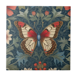 Borboleta William Morris estilo Blue & Red Floral