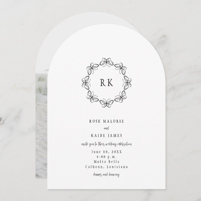 Borboletas À Volta Do Convite De Casamento (Frente/Verso)