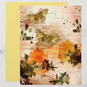Borboletas Amarelas Vintage Papel Escrapbook