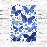 Borboletas Aquarela Indigo Blue Canvas Impressão<br><div class="desc">Pintura de borboletas de cor azul-indigo e branca.</div>
