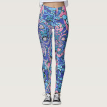 Borboletas Azuis Leggings de Sonhos Psicodélicos