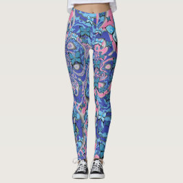 Borboletas Azuis Leggings de Sonhos Psicodélicos