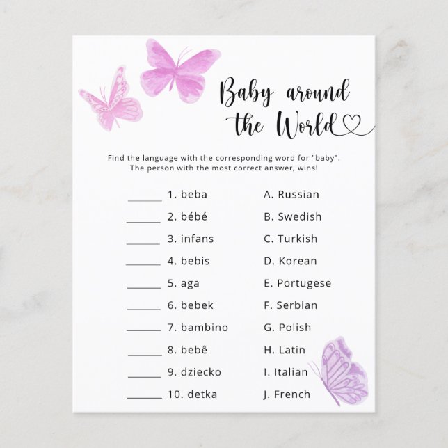 Borboletas - Bebê em volta do jogo mundial (Frente)