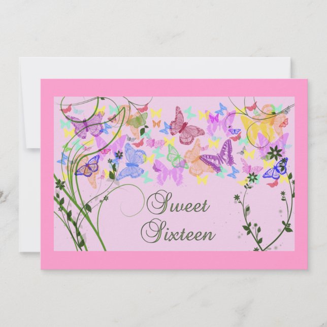 Borboletas bonito, Doce 16 Convite (Frente)