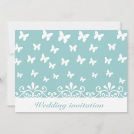 Borboletas brancas azuis-claras espirram Convite d