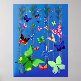 Borboletas Brilhantes e Poster florestal