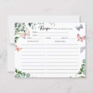 Borboletas Cartões de Receita do Chá de panela Euc