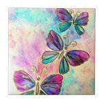 Borboletas coloridas Azulejo cerâmico - Cores d'ág<br><div class="desc">Borboletas coloridas com Azulejos cerâmicos voadores - Design de pintura com aquarela</div>