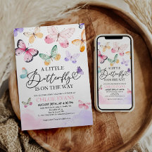 Borboletas Coloridas Convite para Chá de fraldas