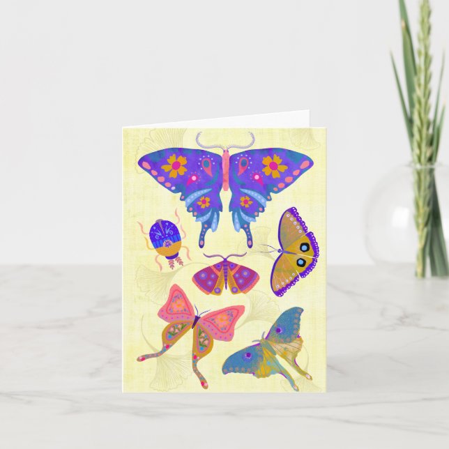 Borboletas coloridas e cartão de saudação de VAZIO (Frente)