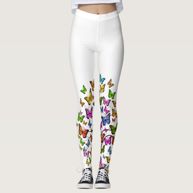Borboletas Coloridas Leggings (Frente)