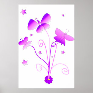 Borboletas com Poster de Flor