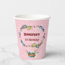 borboletas cor-de-rosa flutuando Festa de primeiro