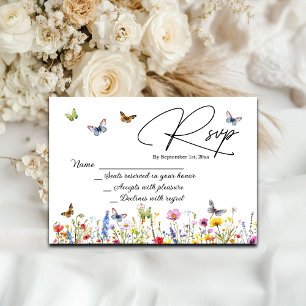 Borboletas de flores selvagens Cartão RSVP de Casa
