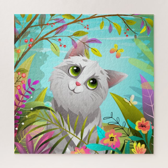 Borboletas de gato giro Flores Quebra-cabeça (Vertical)