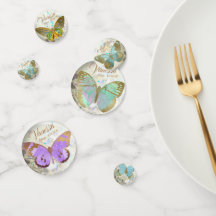 Borboletas de Ouro Elegante Data do Nome Personali