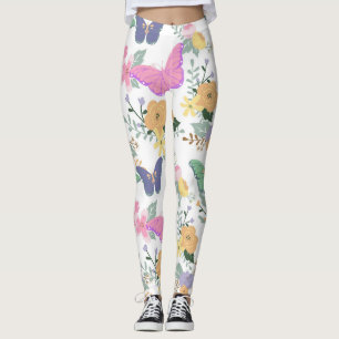 Borboletas de Pastel e flores Leggings