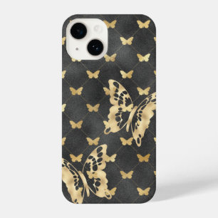 Borboletas do Ouro veludo preto iPhone 14 Capas
