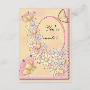 Borboletas e Daisy Flowers Convite