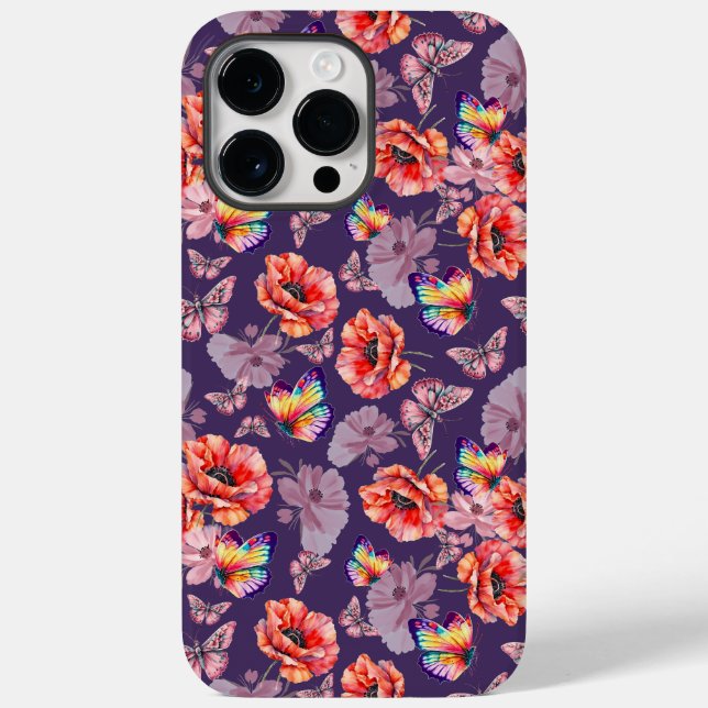 Borboletas e flores de papoila (Verso)