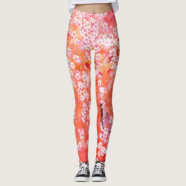 Borboletas e Leggings Japonesas Sakura (Frente)