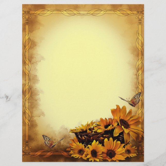 Borboletas e Papéis de carta de girassóis (Frente)