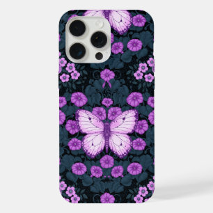 Borboletas e simetria das flores, violeta e azul