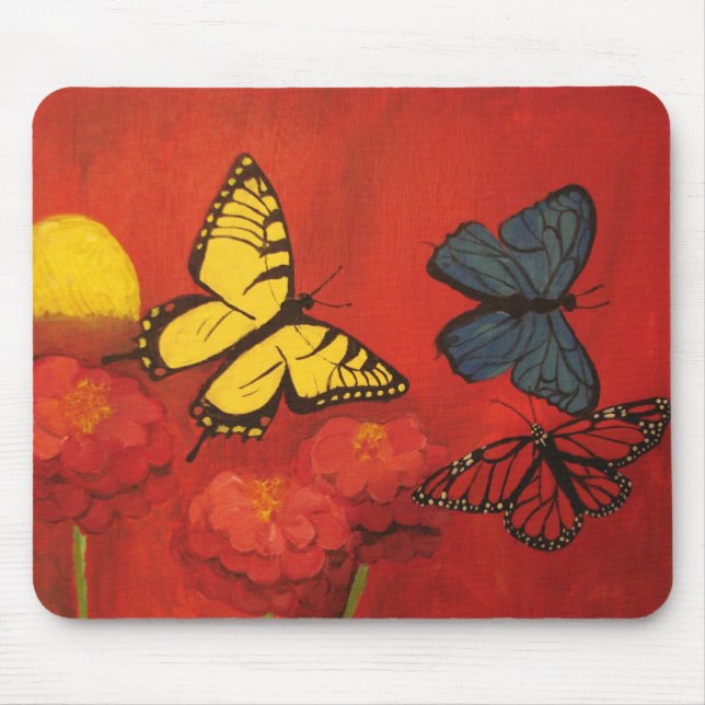 Borboletas e Zinnias Mousepad (Frente)