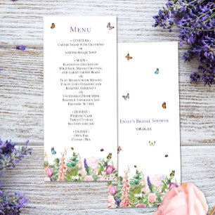 Borboletas Elegantes e Placa de Menu Floral