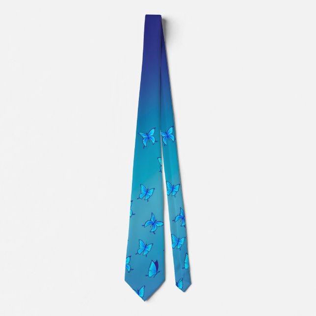 Borboletas Enfeitiçadas Gravata Azul de Pescoço (Frente)