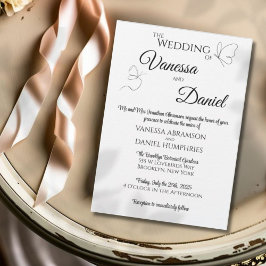 Borboletas esboçadas Convite Elegante Para Casamen