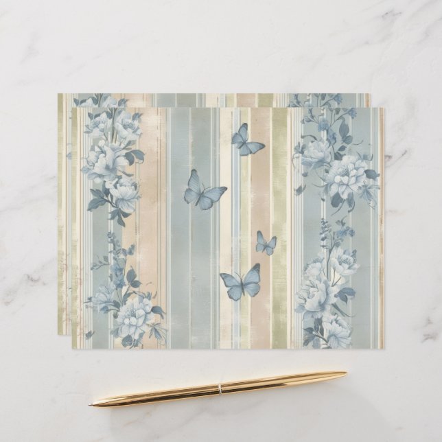 Borboletas Florais Azuis Papelão (Frente/Verso In Situ)